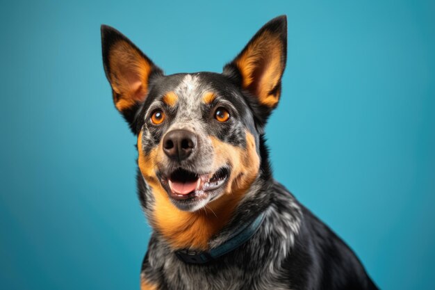 Heeler australiano su uno sfondo di colore cane di razza in posa in studio AI generato