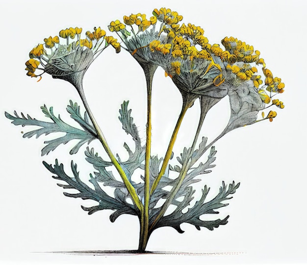 Helichrysum Immortelle Pianta medicinale eterna Strawflower Abstract Generative AI Illustration