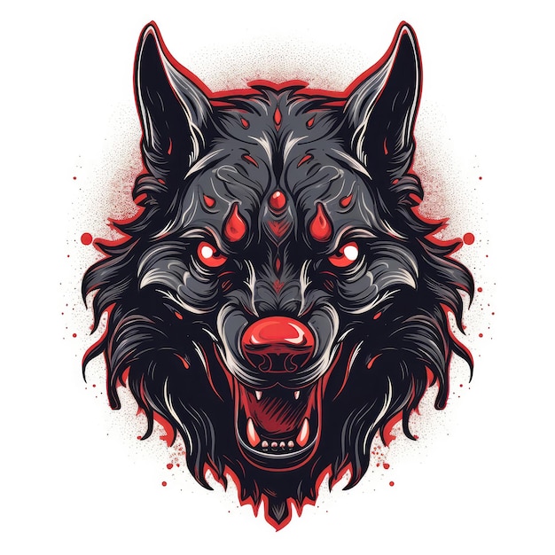 Hellhound su sfondo bianco Logo IA generativa