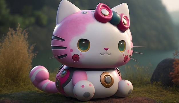 Hello kitty in Pokemon immagine ad alta risoluzione Ai generato arte