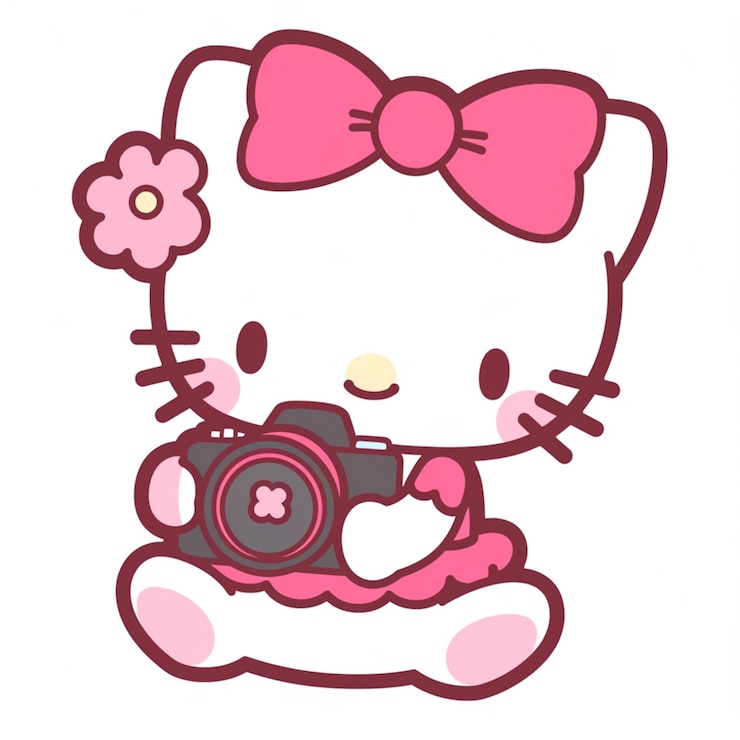 hello kitty with camera and flower generative ai