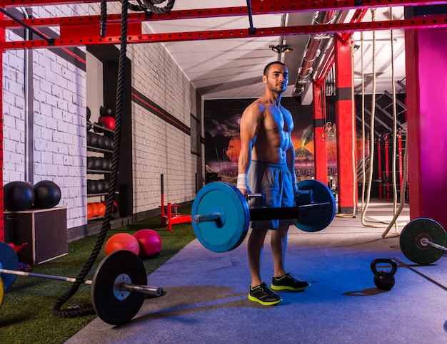 Hex Dead Lift Shrug Bar Deadlifts uomo in palestra