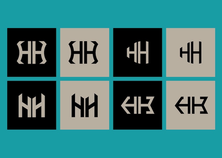 Photo hh initial modern logo set design vector icon template