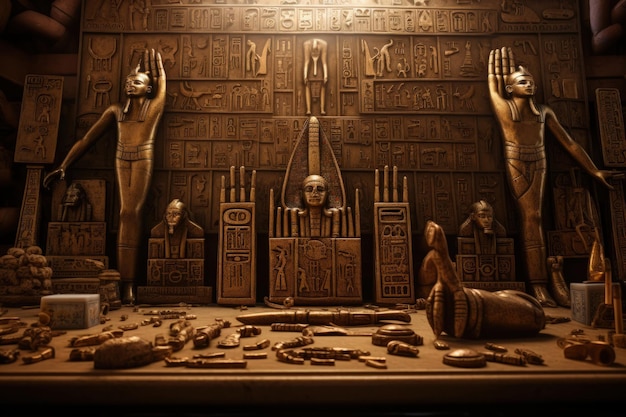 Hieroglifi e manufatti dell'antico Egitto IA generativa