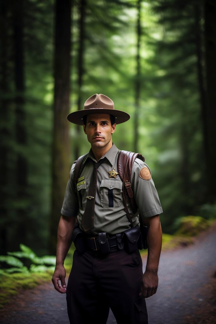 high quality serious ranger in the forest