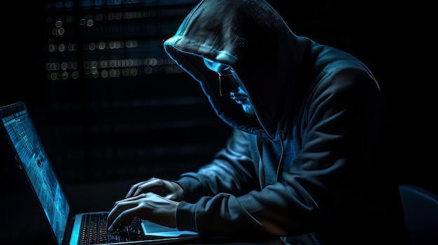 High Tech Hacker Scamming Concept A Stock Photo for Cyber Crime Awareness AI Genera AI Genera