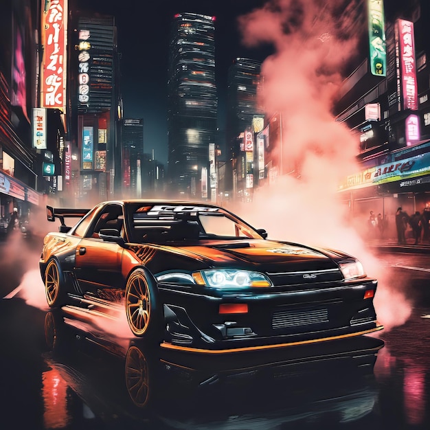 HighOctane Tokyo Drift Neonlit city race intensa e elegante