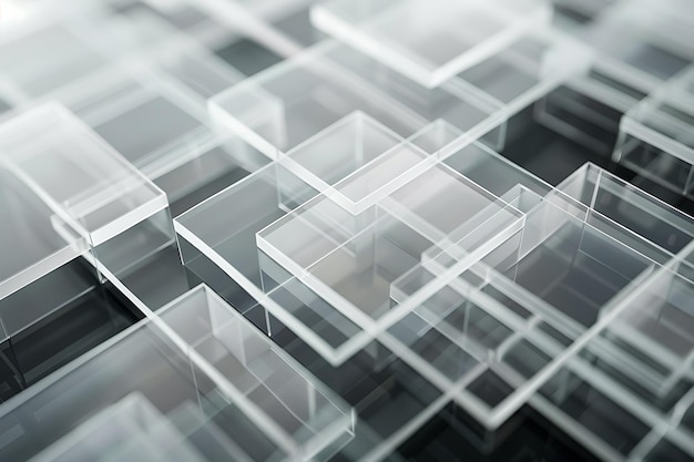 Highresolution geometric pattern with transparent squares overlapping to form a sleek and modern design