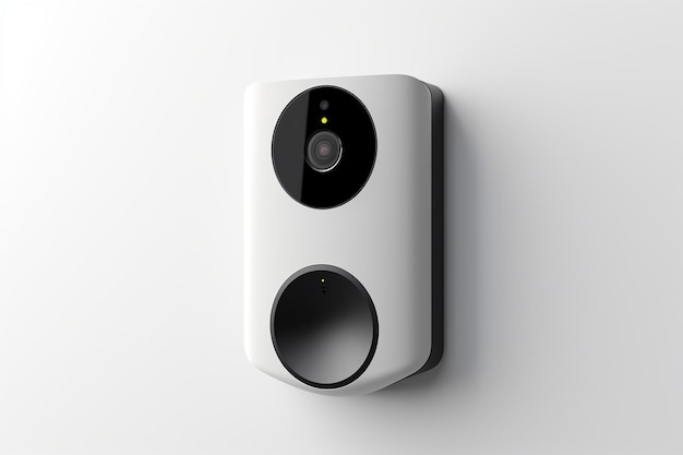 HighTech Doorbell Camera su sfondo bianco AI generativa