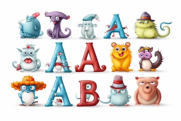 Hilarious HatWearing Alphabet Pals Un set vibrante di caratteri ABC AR 32