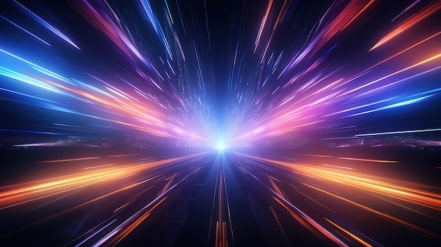 Hiperspace warp velocità sfondo effetto luce generativo Ai