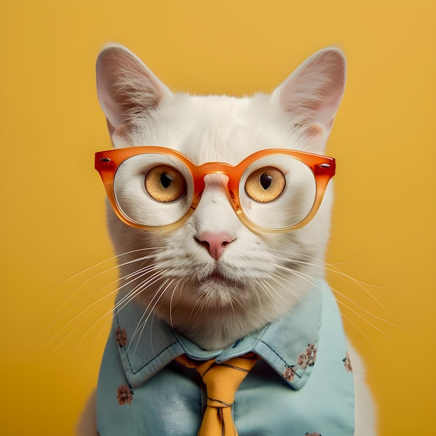 Hipster Cute Cat Funny Art Illustration Gatti antropomorfi