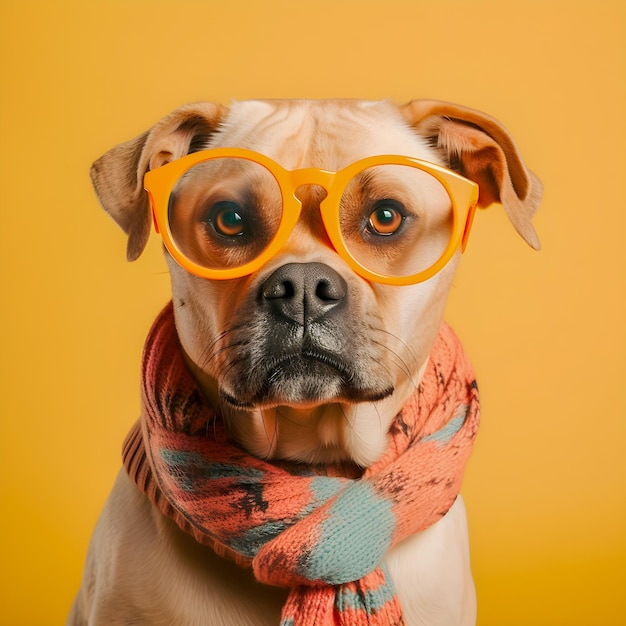 Hipster Cute Dog con gli occhiali Funny Art Illustration Cani antropomorfi