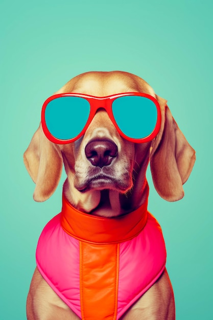 Hipster Hound Ritratto di cane antropomorfo in Poster Art Generative AI