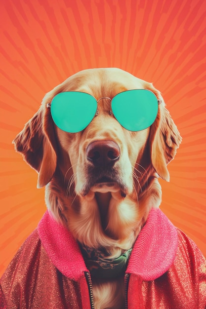 Hipster Hound Ritratto di cane antropomorfo in Poster Art Generative AI