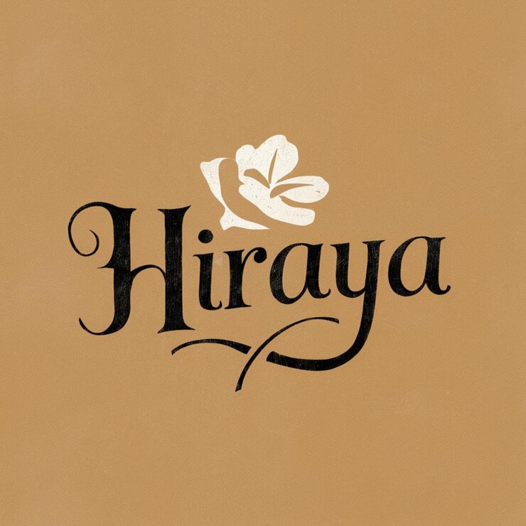 Photo hiraya logo with a flower elegant typography and vintage style design
