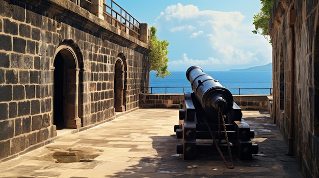 Historic_cannon_in_fortified_wallFort_San_Ped HHD 8K wallpaD 8K sfondo Immagine fotografica d'archivio_