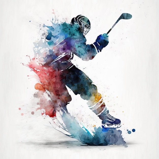 Hockey su ghiaccio di arte sportiva dell'acquerello