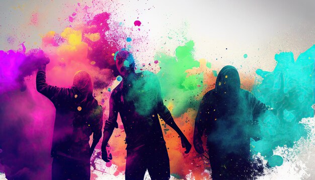 Holi celebrazione illustrazione vacanza festiva Vernice colorata e polvere generativa ai