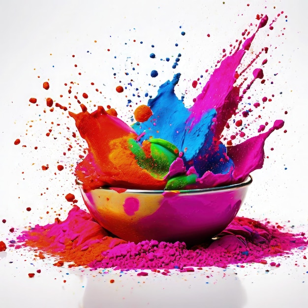 holi color power in bowl Holi color power bowl sfondo fotografico