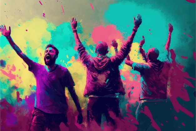 Holi Festival of Colors Concetto di fantasia Illustrazione pittura IA generativa