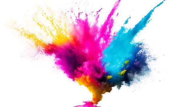 Holi paint arcobaleno esplosione di polvere multicolore su sfondo bianco Sfondo astratto esplosione 3d generato ai