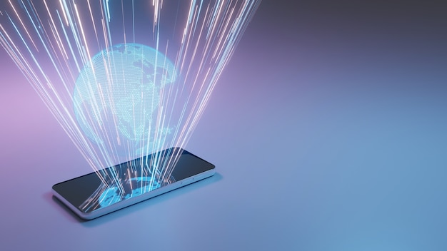 hologram earth on mobile phone