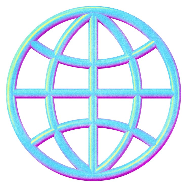 Photo holographic grid globe png transparent background
