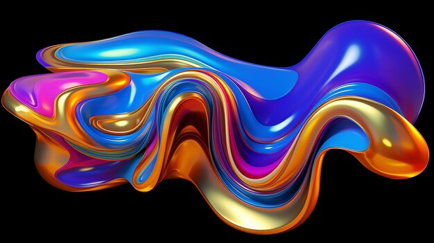 holographic iridescent 3d fluid shapes abstract colorful bright liquid amorphous rainbow bubbles fluorescent chameleon gradient vector elements of various forms illustration