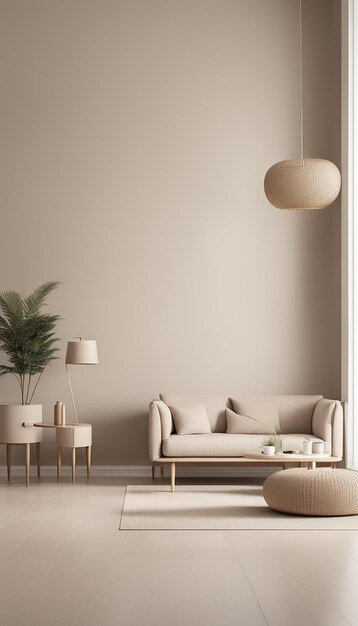 Home mockup contemporaneo minimalista interno della stanza beige