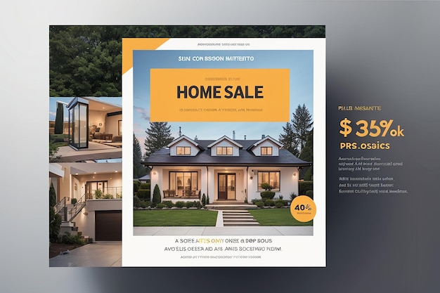 Home sale business social media post quadrato flyer banner template