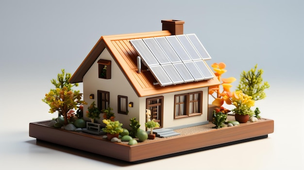 Home Solar Blueprint Modello 3D sul tavolo