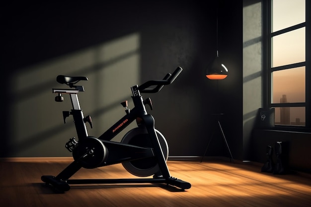 Home Trainer Bike Mockup Scene con Display Generative Ai