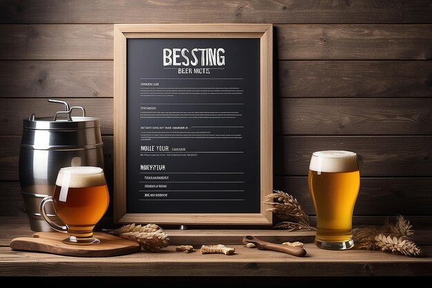 Homebrewing Beer Tasting Notes Signage Mockup con spazio vuoto bianco vuoto per posizionare il tuo disegno