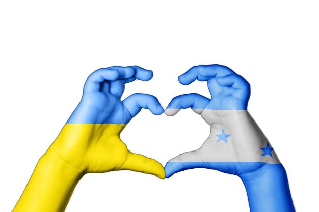 Honduras Ucraina Cuore, gesto della mano che fa cuore, prega per l'Ucraina