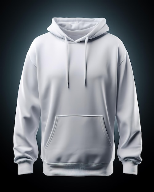 Hoodie bianco con cappuccio su sfondo nero