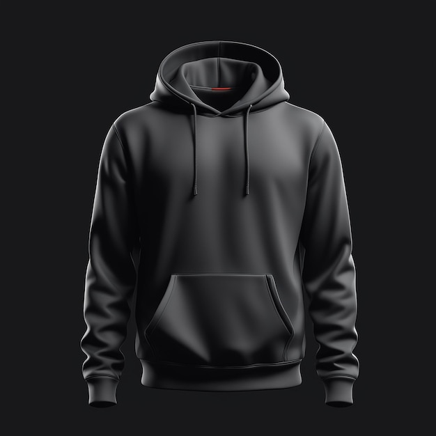 Hoodie nero isolato su uno sfondo nero rendering 3D