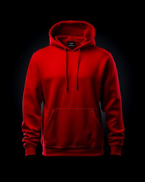 Hoodie rosso con cappuccio su sfondo nero