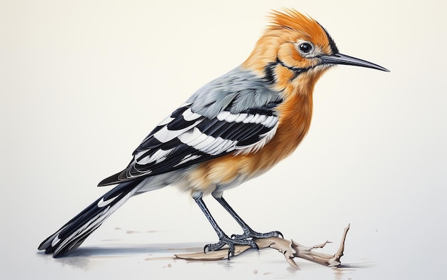 Hoopoe su uno sfondo bianco