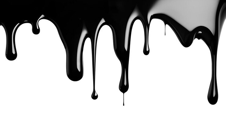 Horizontal banner with black paint flowing down isolated on white Generative AI