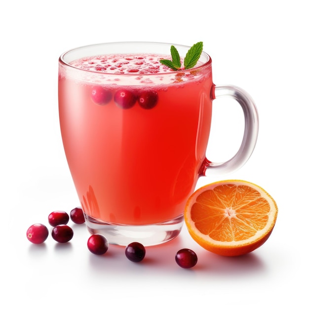 Hot Cranberry Orange Punch isolato su sfondo bianco AI generativa