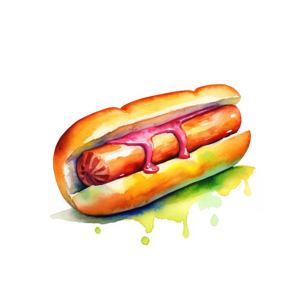 Hot dog acquerello illustrazione generativa ai