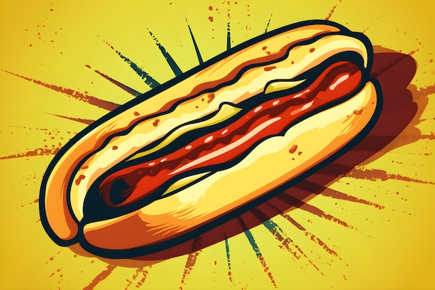 Hot dog cartoon retrò generativo ai