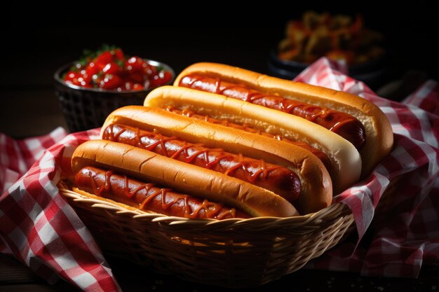 Hot dog con salsiccia riempita di maionese e spruzzato di prezzemolo tritato generativo ai