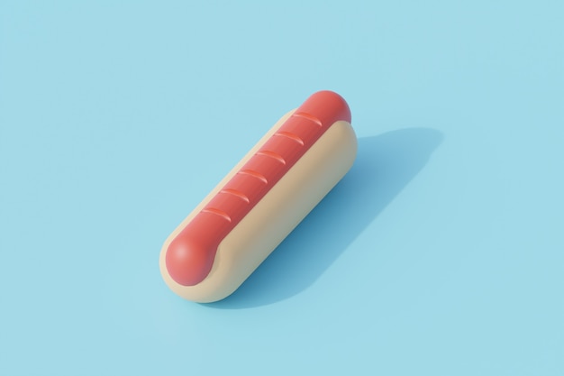 Hot dog singolo oggetto isolato. Rendering 3D