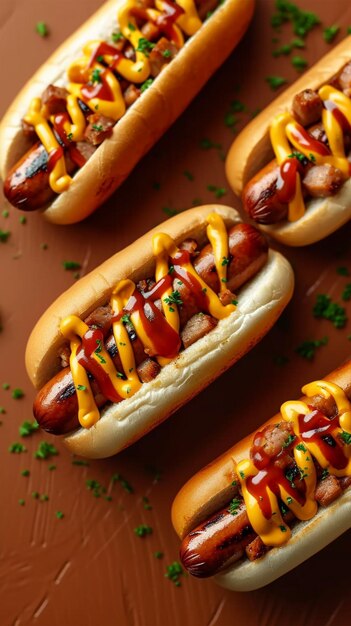 Hot dog su pane in stile americano con salsa carta da parati mobile verticale