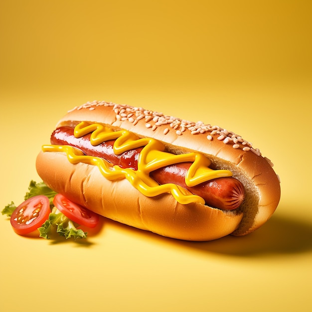 Hot dog su sfondo giallo