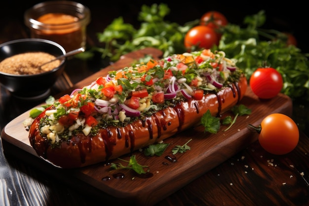hotdog nel tavolo della cucina fotografia pubblicitaria professionale di cibo