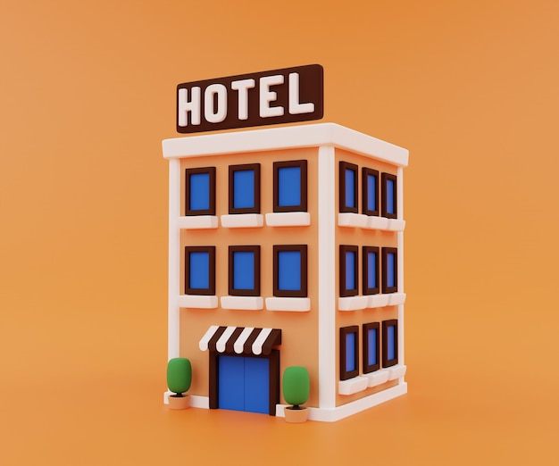 Hotel isolato renderizzato in 3D