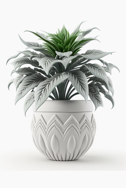 Houseplant in vaso isolato sfondo bianco interior design concetto botanico AI generativa